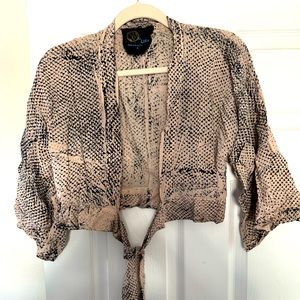 Planet blue front tie top